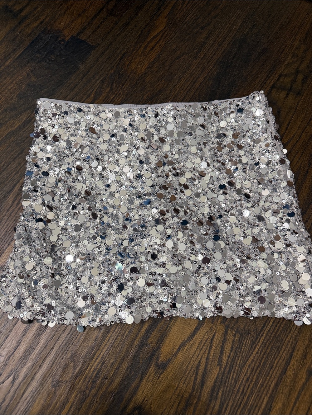 NEW SHOW ME YOUR MUMU all night skort in silver metallic sequins (Large) NWT